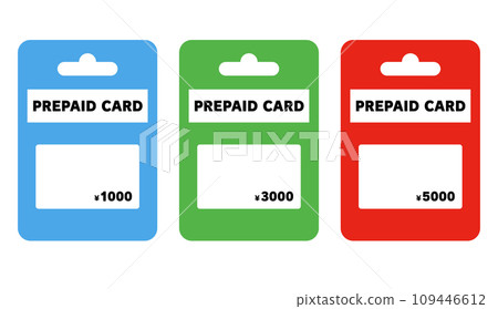 Icon set of prepaid cards sold at convenience stores. 109446612