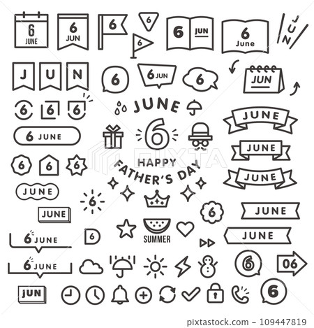 A set of simple icons and symbols for June A set of simple icons and symbols for June 109447819