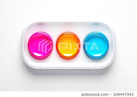 Abstract high tech multicolor button on white background, Generative AI Abstract high tech multicolor button on white background, Generative AI 109447942