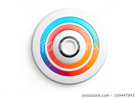 Abstract high tech multicolor button on white background, Generative AI 109447943