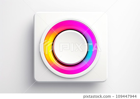 Abstract high tech multicolor button on white background, Generative AI Abstract high tech multicolor button on white background, Generative AI 109447944
