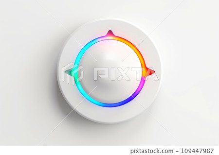 Abstract high tech multicolor button on white background, Generative AI 109447987