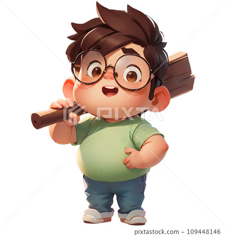 Boy holding wooden baton Boy holding wooden baton 109448146