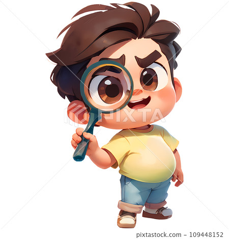 cute baby character holding magnifying glass cute baby character holding magnifying glass 109448152