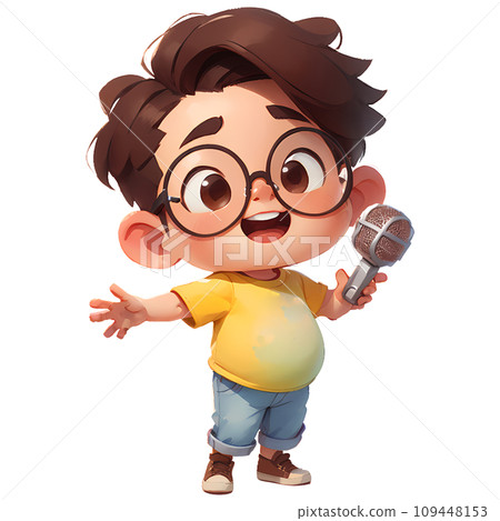 Cartoon boy singing with microphone Cartoon boy singing with microphone 109448153