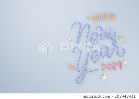 3D Mery Christmas and Happy New Year calligraphy greeting card background. 109448431