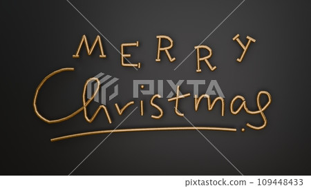 3D Mery Christmas and Happy New Year calligraphy greeting card background. 109448433