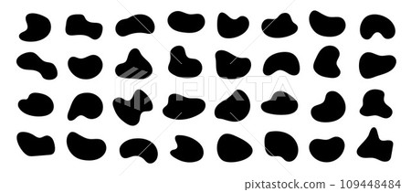 Abstract organic shapes collection. Irregular liquid forms set. Black amoeba blobs, blotches, drops and stains pack. Different design elements for label, sticker, banner, speech bubble. Vector bundle Abstract organic shapes collection. Irregular liquid forms set. Black amoeba blobs, blotches, drops and stains pack. Different design elements for label, sticker, banner, speech bubble. Vector bundle 109448484