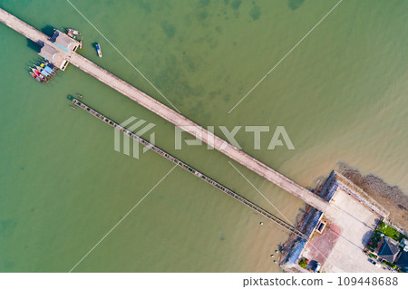 Aerial top view drone shot of bridge 109448688