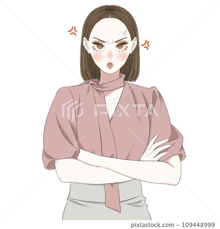 女人生氣,雙臂交叉 女人生氣,雙臂交叉 109448999