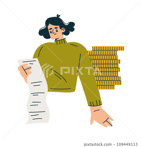 Investment in Stock with Woman Character Trading Gaining Profit Vector Illustration 109449113