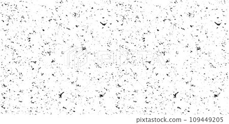 Black and white mottled seamless pattern. Grunge sprinkles, particles, dust and spots texture. Noise grain repeating background. Overlay random grit wallpaper. Vector illustration 109449205