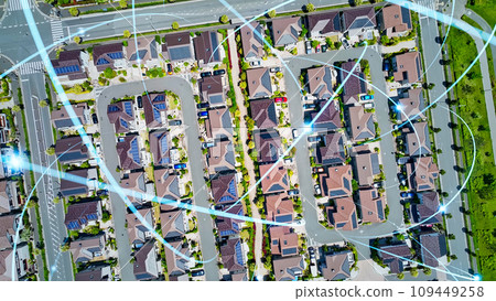 住宅區和通信網絡鳥瞰圖 109449258