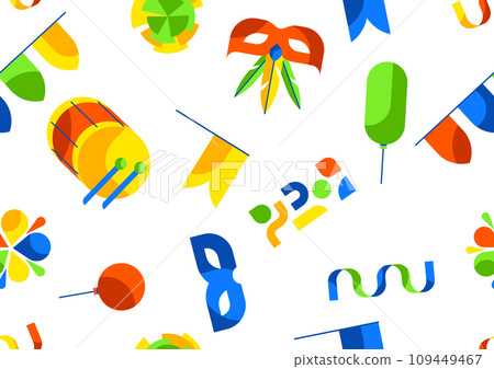 Carnival party pattern. Mardi Gras illustration for traditional holiday or festival. Carnival party pattern. Mardi Gras illustration for traditional holiday or festival. 109449467