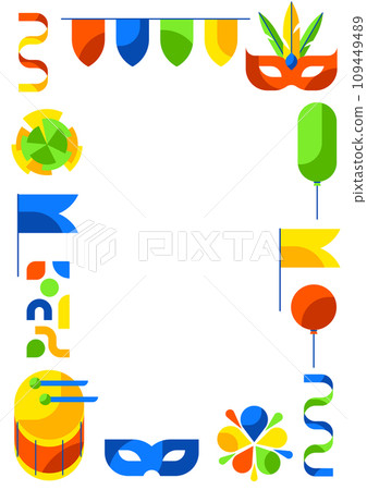 Carnival party frame. Mardi Gras illustration for traditional holiday or festival. 109449489