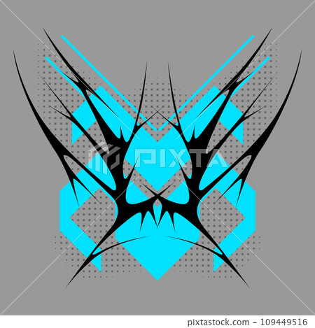 Cyber sigilism poster. Neo tribal gothic style shape. Cyber sigilism poster. Neo tribal gothic style shape. 109449516
