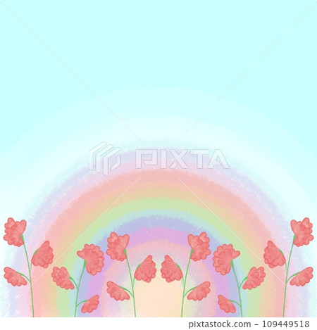Sweet pea and rainbow background crayon touch illustration [1:1] 109449518