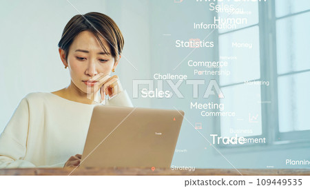 A woman who worries about looking at English words Learning English A woman who worries about looking at English words Learning English 109449535