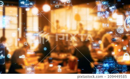 Restaurants and technology, electronic money, cashless payment 109449585