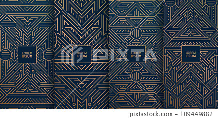 Premium Vector, Collection of golden art deco patterns