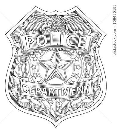 Police Badge Shield Star Sheriff Cop Crest Symbol 109450193