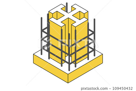 建築結構圖解、鋼筋混凝土 (SRC) 等距圖 109450432