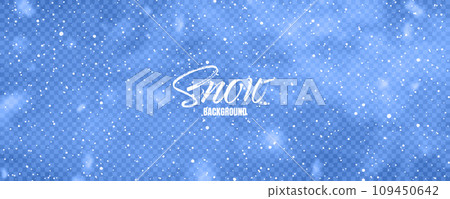 Realistic falling snow with snowflakes. Colorful winter background for Christmas or New Year card. Frost storm effect. Vector illustration Realistic falling snow with snowflakes. Colorful winter background for Christmas or New Year card. Frost storm effect. Vector illustration 109450642