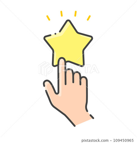 Simple line icon of a person's hand pushing a star - image material for ratings, reviews and ratings Simple line icon of a person's hand pushing a star - image material for ratings, reviews and ratings 109450965
