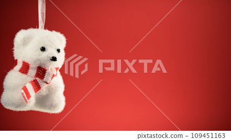 Polar bear decoration for Christmas with red background Polar bear decoration for Christmas with red background 109451163