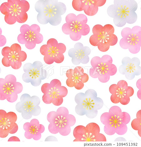 Pink plum blossom seamless pattern 109451392
