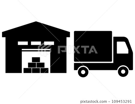 物流倉庫卡車圖標 物流倉庫卡車圖標 109453291