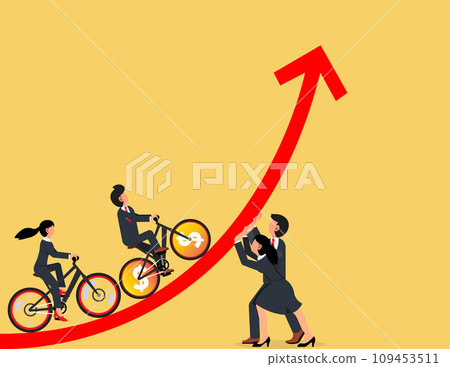 Cooperation to improve and raising performance concept. 109453511