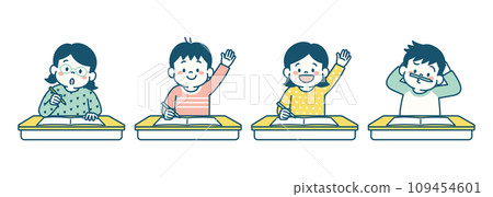 Simple illustration set of elementary school students taking classes in the classroom 109454601