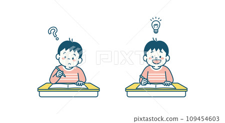 男孩在課桌前學習的插畫集 Hatena Inspiration 109454603