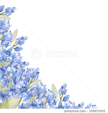 Watercolor spring first blue flowers illustration. Card template, invitation, label, logo, floral shop design . Blue lilac flowers for floral decoration. Isolated clip art Watercolor spring first blue flowers illustration. Card template, invitation, label, logo, floral shop design . Blue lilac flowers for floral decoration. Isolated clip art 109455032