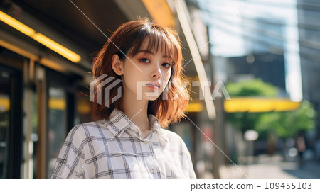 young short hair business woman young short hair business woman 109455103