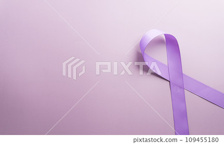 Purple ribbon on pastel paper background for supporting World Cancer Day campaign on February 4. Purple ribbon on pastel paper background for supporting World Cancer Day campaign on February 4. 109455180