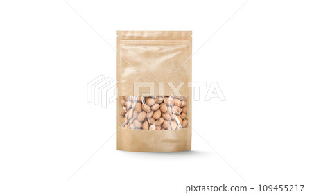 Blank craft zipper pouch with nuts stand mock up isolated, front 109455217