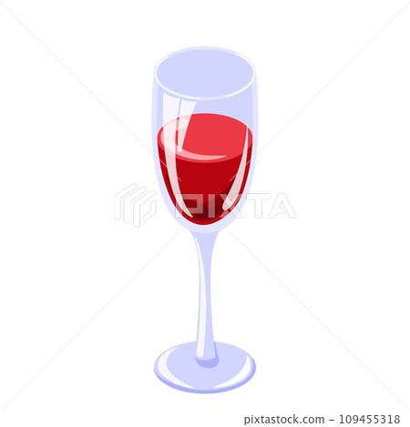 Glass of red wine in cartoon style. Vector illustration isolated on a white background. 109455318
