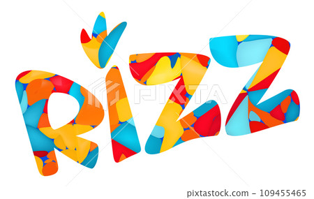 Rizz. Designation of charisma in a short word. Bright lettering with hearts. 109455465