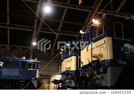 EF64 electric locomotives standing in a retro depot_Photographed on November 25, 2023 EF64 electric locomotives standing in a retro depot_Photographed on November 25, 2023 109455550