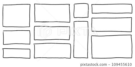 Handdrawn doodle grunge square highlights. Charcoal pen rectangle borders. Marker scratch scribble scrawl frames. Vector illustration of freehand painted angular note 109455610