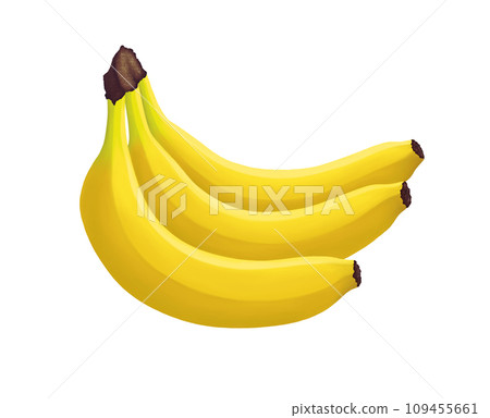 Banana bunch. Three fresh tropic fruit. Realistic illustration isolated on white background. Icon clip art. Banana bunch. Three fresh tropic fruit. Realistic illustration isolated on white background. Icon clip art. 109455661