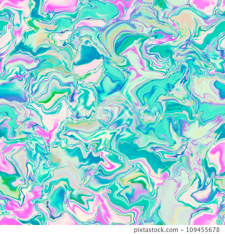 Metaverse style swirl marble background. Futuristic print with distortion. Abstract seamless pattern. Vibrant texture for modern design, fabric, packing. 109455678