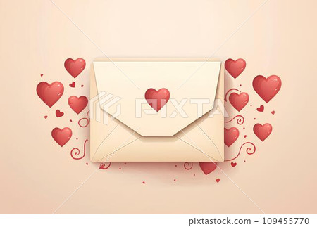Envelope with a heart on a pink background. 3d rendering For valentine day. Love 109455770