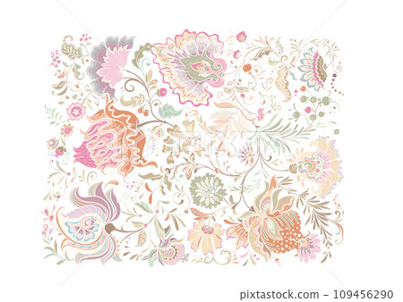 Fantasy flowers in retro, vintage, jacobean 109456290