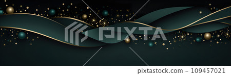 AI-generated content. Elegant dark green abstract background with golden wave patterns, adorned with festive baubles and twinkling stars, perfect for luxurious holiday designs. Merry Xmas, Happy New AI-generated content. Elegant dark green abstract background with golden wave patterns, adorned with festive baubles and twinkling stars, perfect for luxurious holiday designs. Merry Xmas, Happy New 109457021