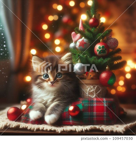 穿著聖誕老人服裝的貓 109457030