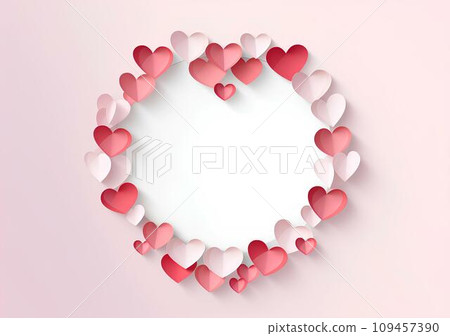 Paper hearts on white background with copy space for valentine day. 3D rendering. 109457390