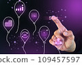 Startup concept with icon business and network connection on modern virtual interface from digital tablet. man touching on  virtual screen. 109457597